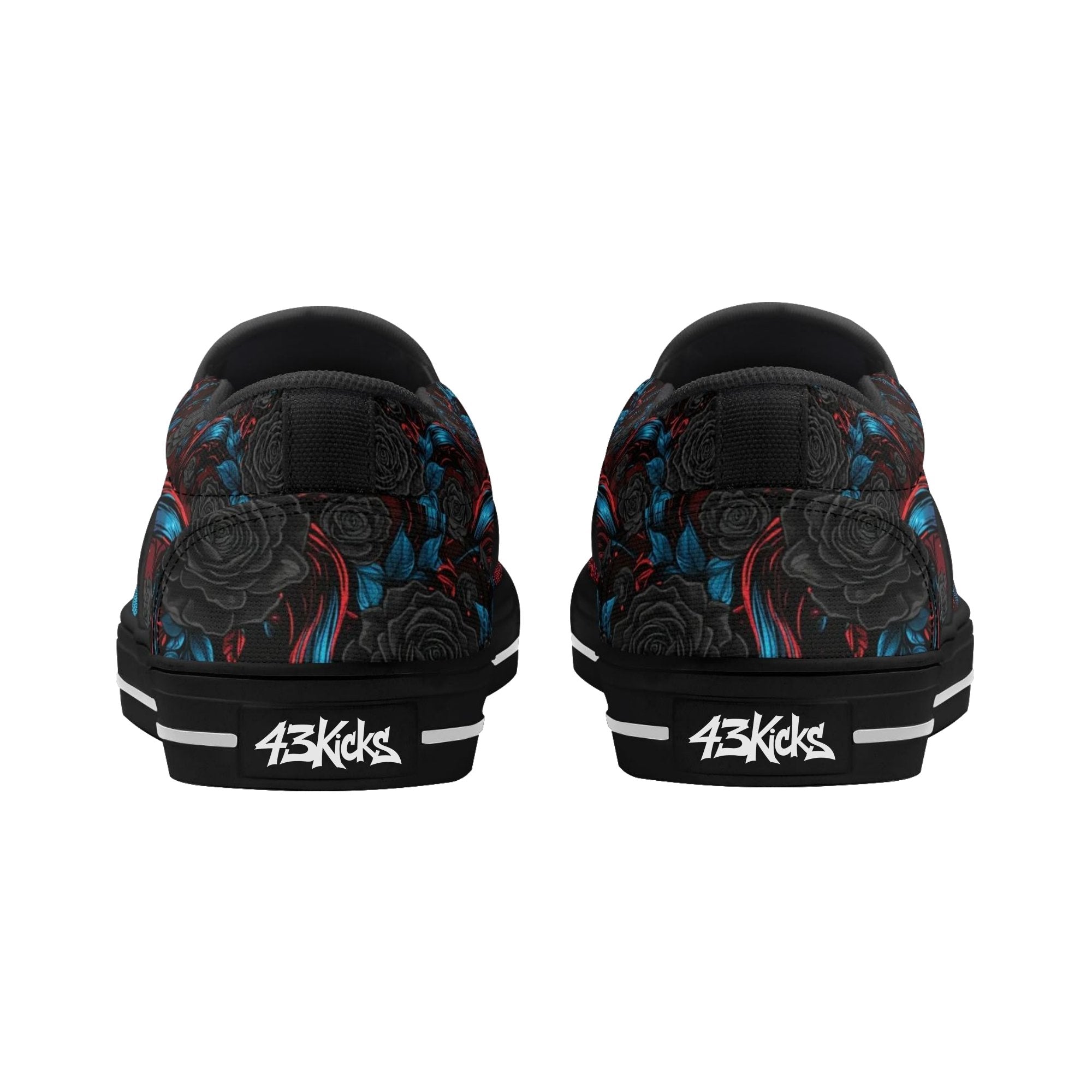 La Rosa de los Muertos Canvas Slipons (black pair rear)