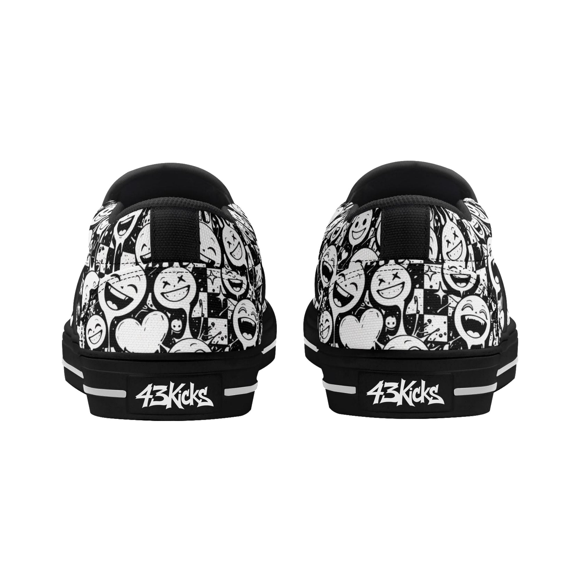 Checkurmote Canvas Slipons (black pair rear)