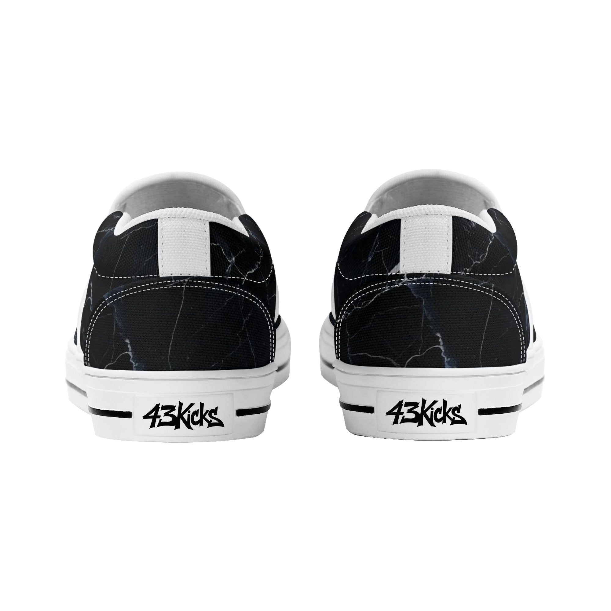 Black Marquina Canvas Slipons (white pair rear)