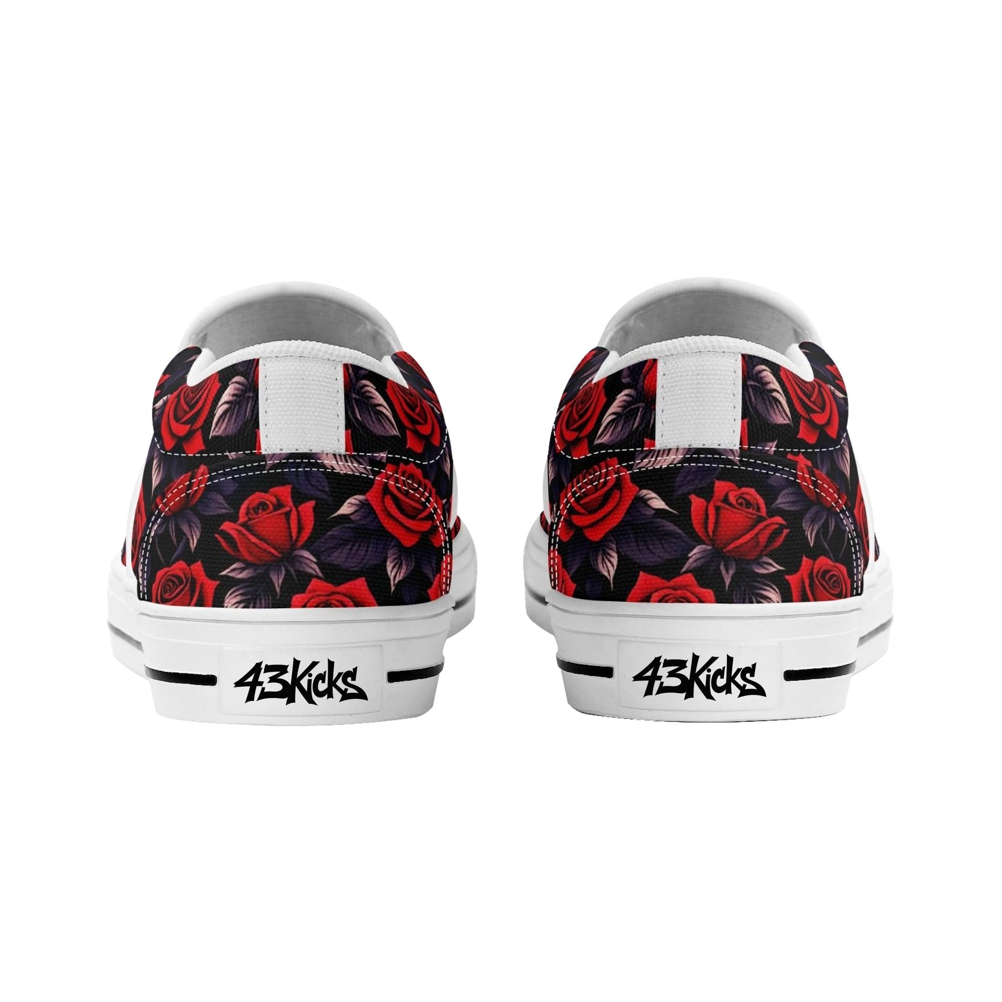 Deep Rose Canvas Slipons (white pair rear)