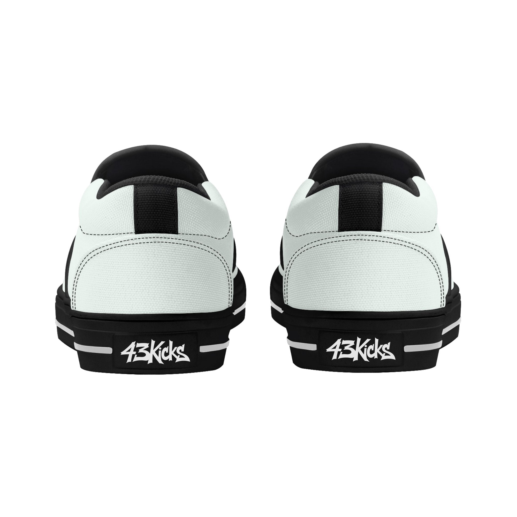 Mint Cream All Over Canvas Slipons (black pair rear)