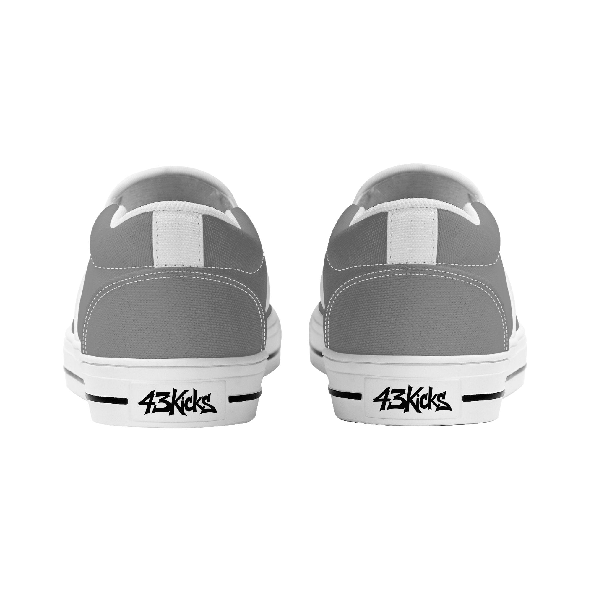 Gray All Over Canvas Slipons (white pair rear)