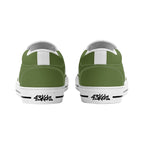 Dark Olive Green All Over Canvas Slipons (white pair rear)