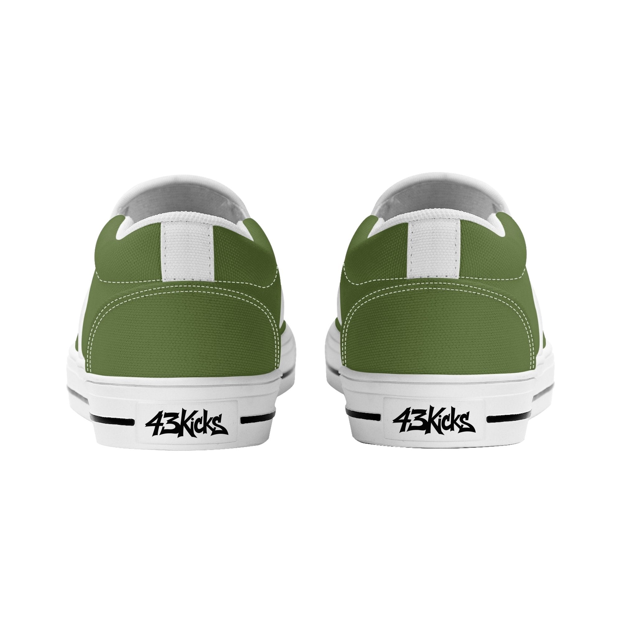 Dark Olive Green All Over Canvas Slipons (white pair rear)