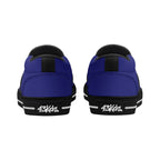 Midnight Blue All Over Canvas Slipons (black pair rear)