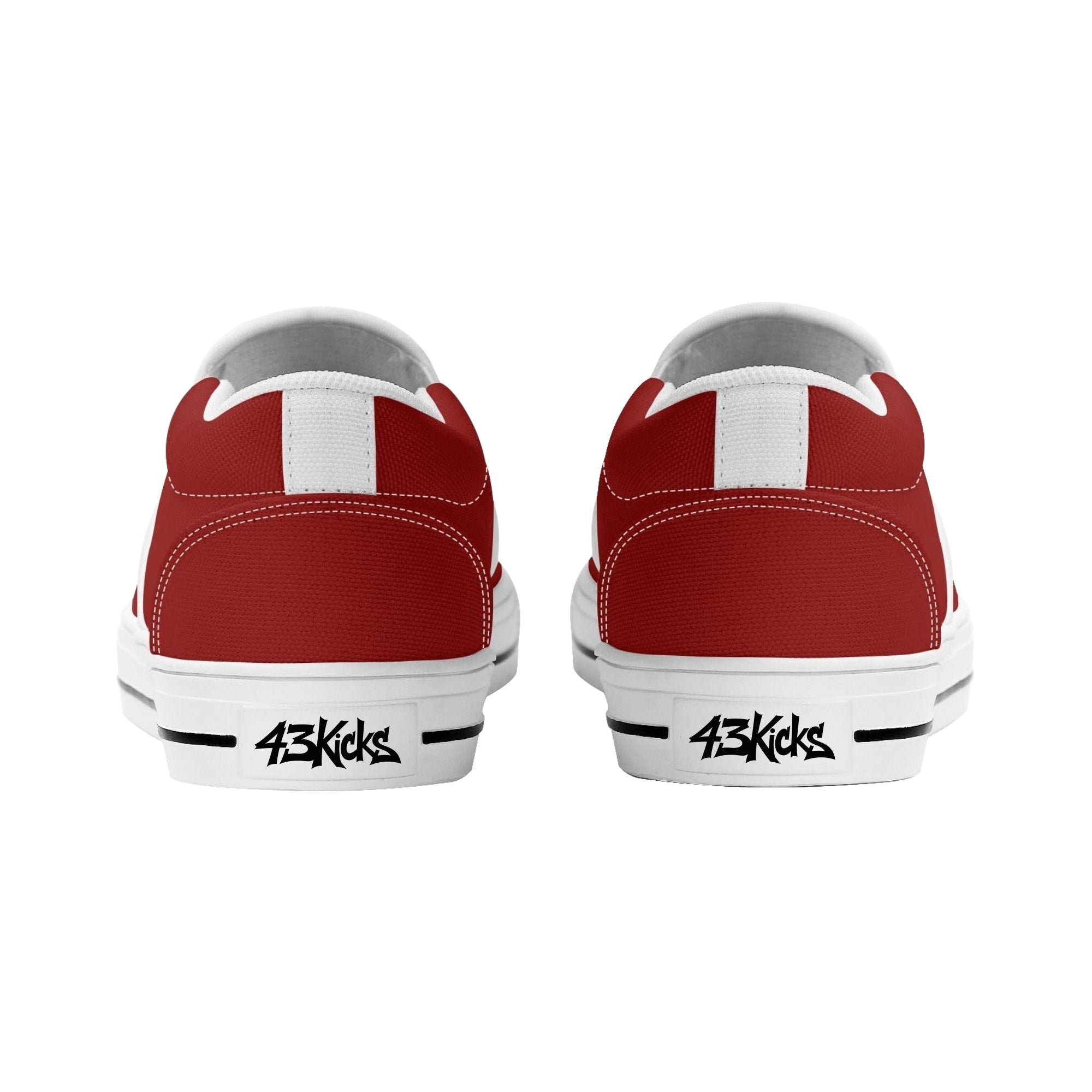 Red All Over Canvas Slipons (white pair rear)