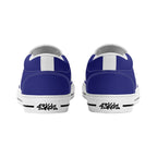 Midnight Blue All Over Canvas Slipons (white pair rear)
