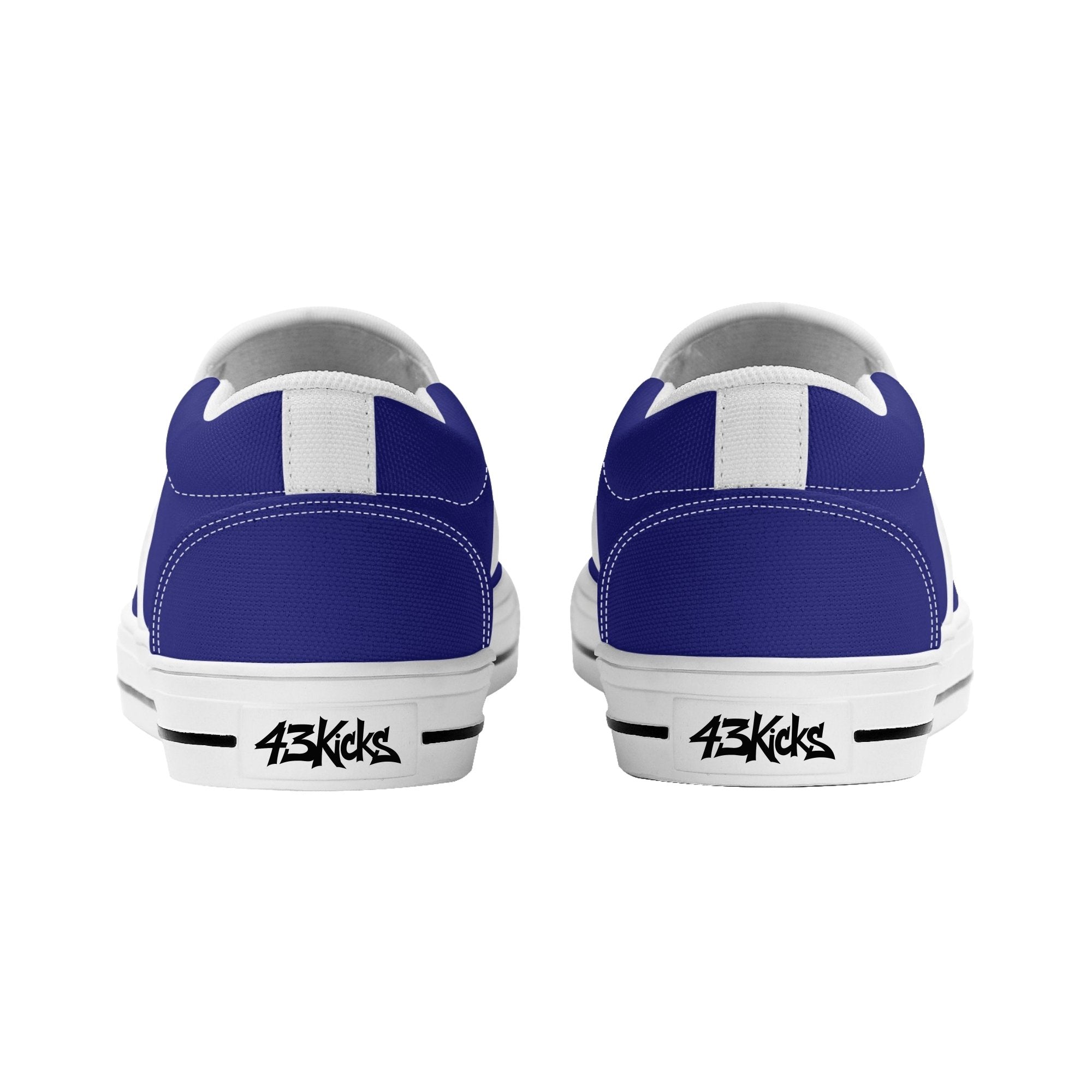 Midnight Blue All Over Canvas Slipons (white pair rear)