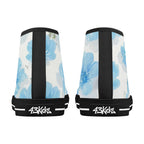 Floral Blue Porcelain Canvas Hightops (black pair rear)