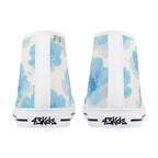 Floral Blue Porcelain Canvas Hightops (white pair rear)
