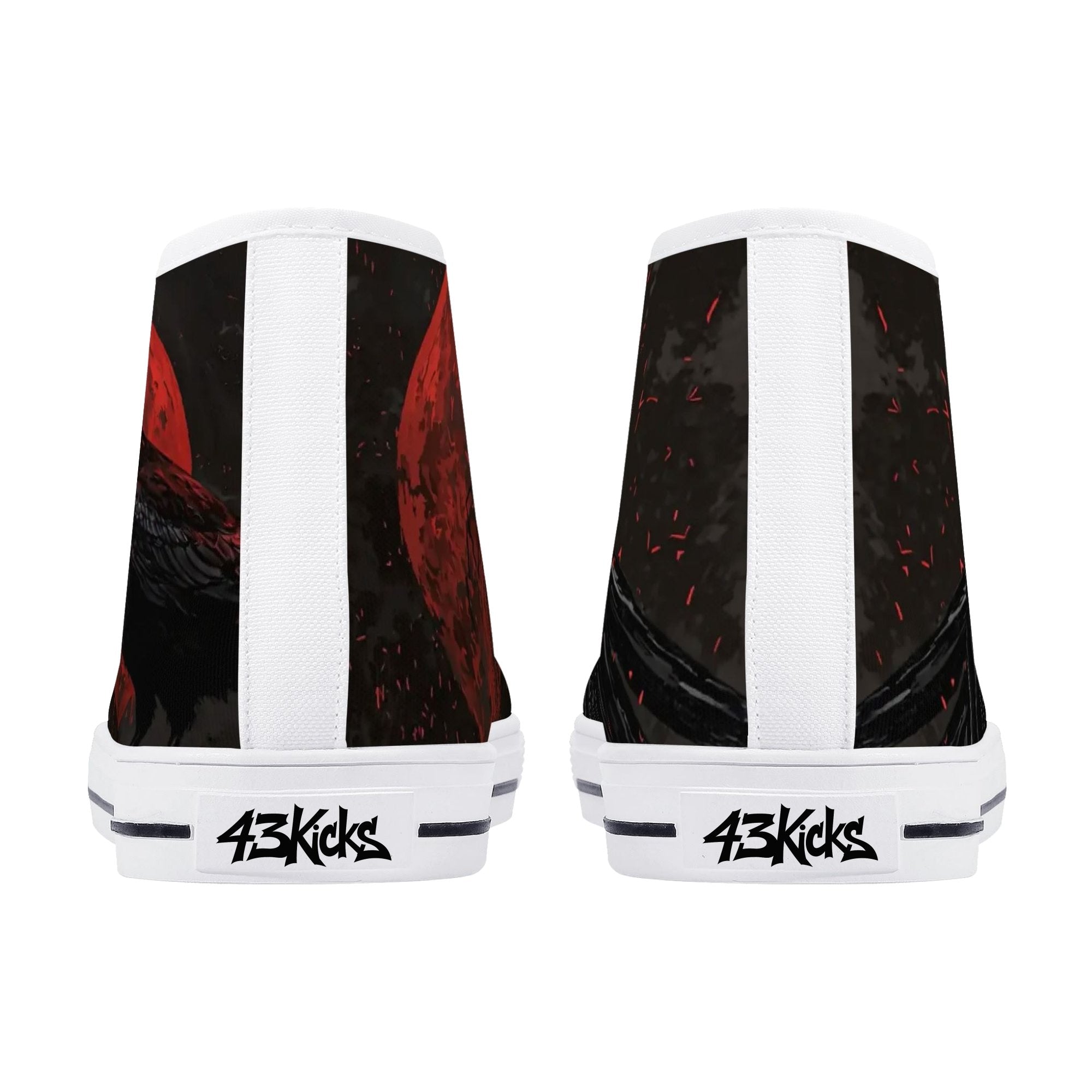 Bloodmoon Raven Canvas Hightops (white pair rear)