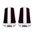 Dot Shift in Burgundy Canvas Hightops (white pair rear)