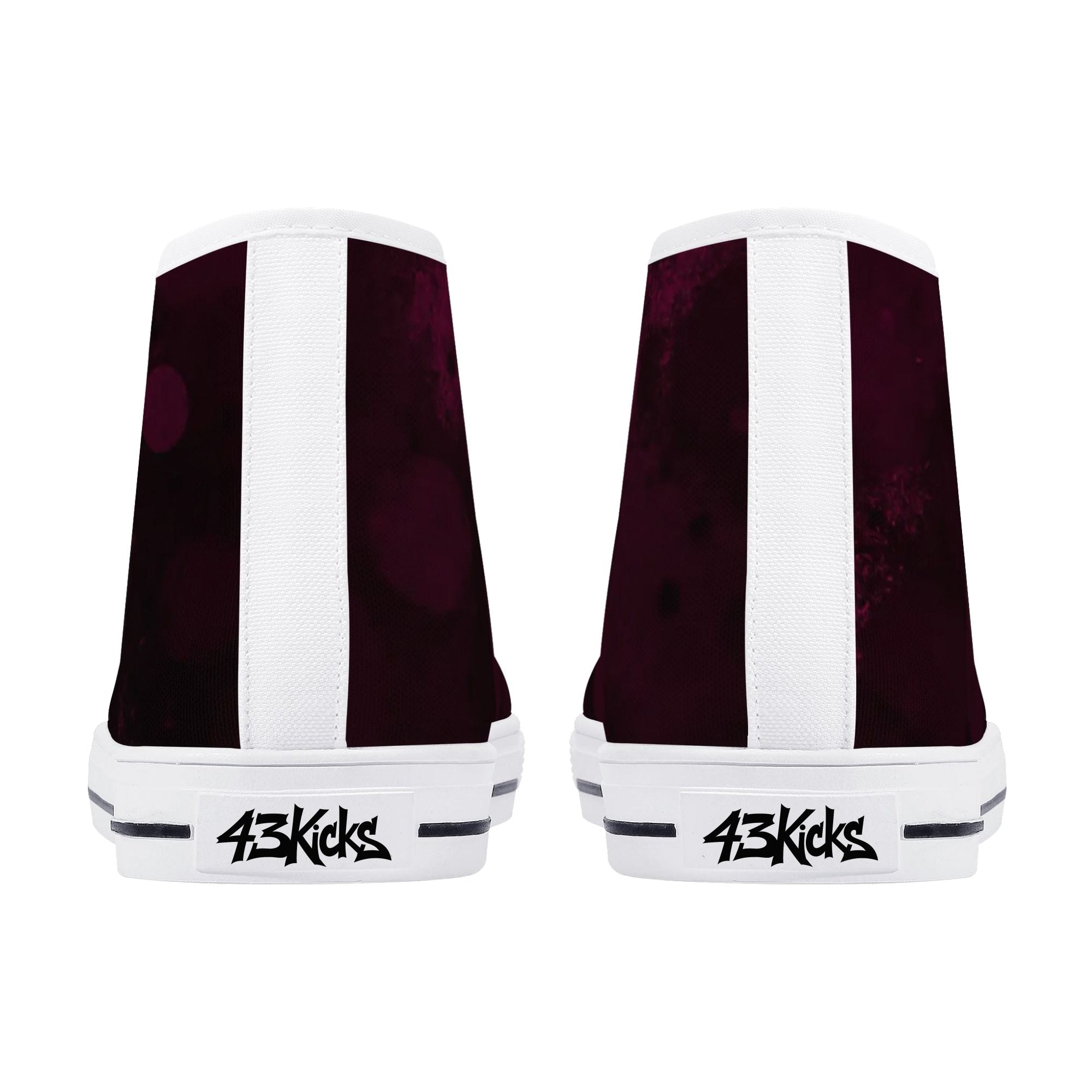 Dot Shift in Burgundy Canvas Hightops (white pair rear)