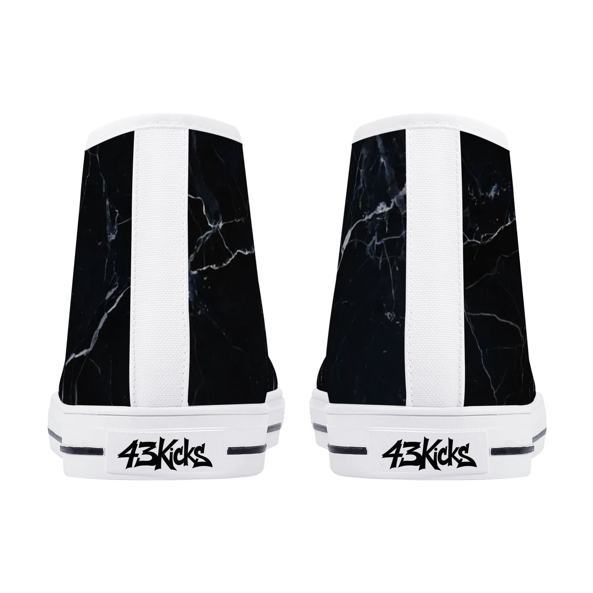 Black Marquina Canvas Hightops (white pair rear)