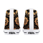 Antique Mandala on Black Canvas Hightops (white pair rear)