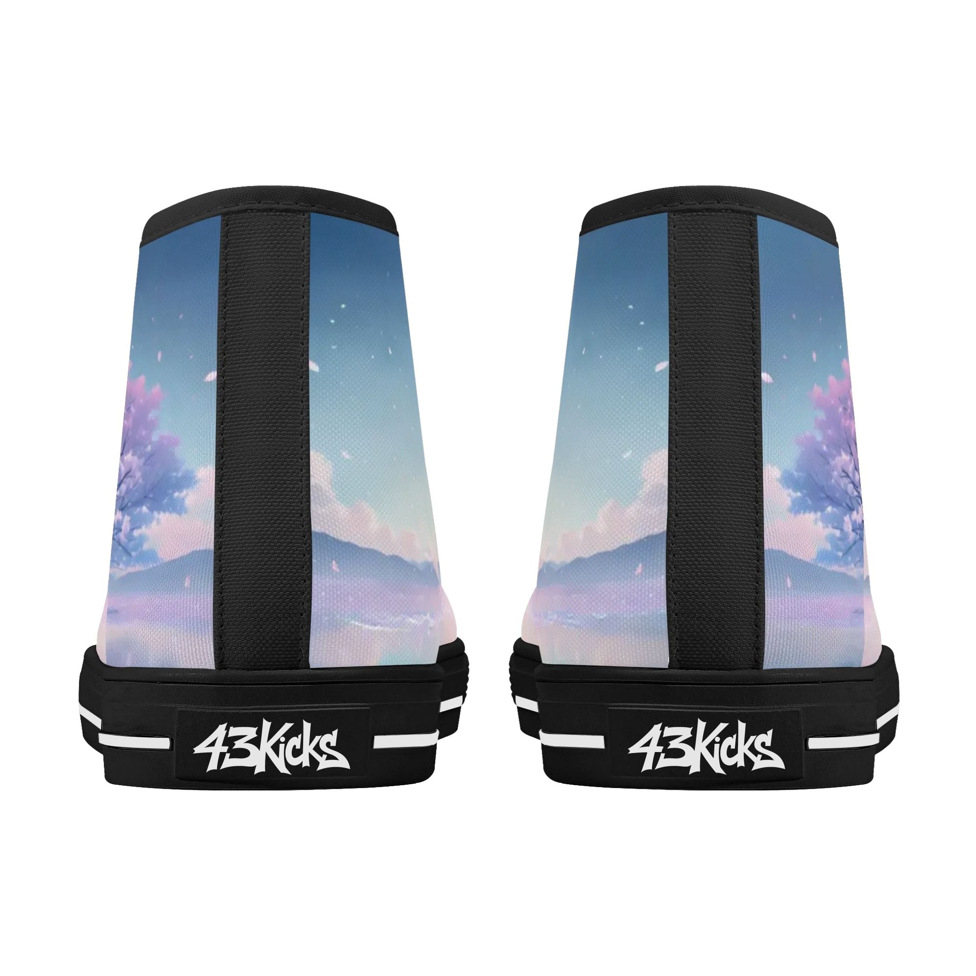 Cherry Blossom Dream Canvas Hightops (black pair rear)
