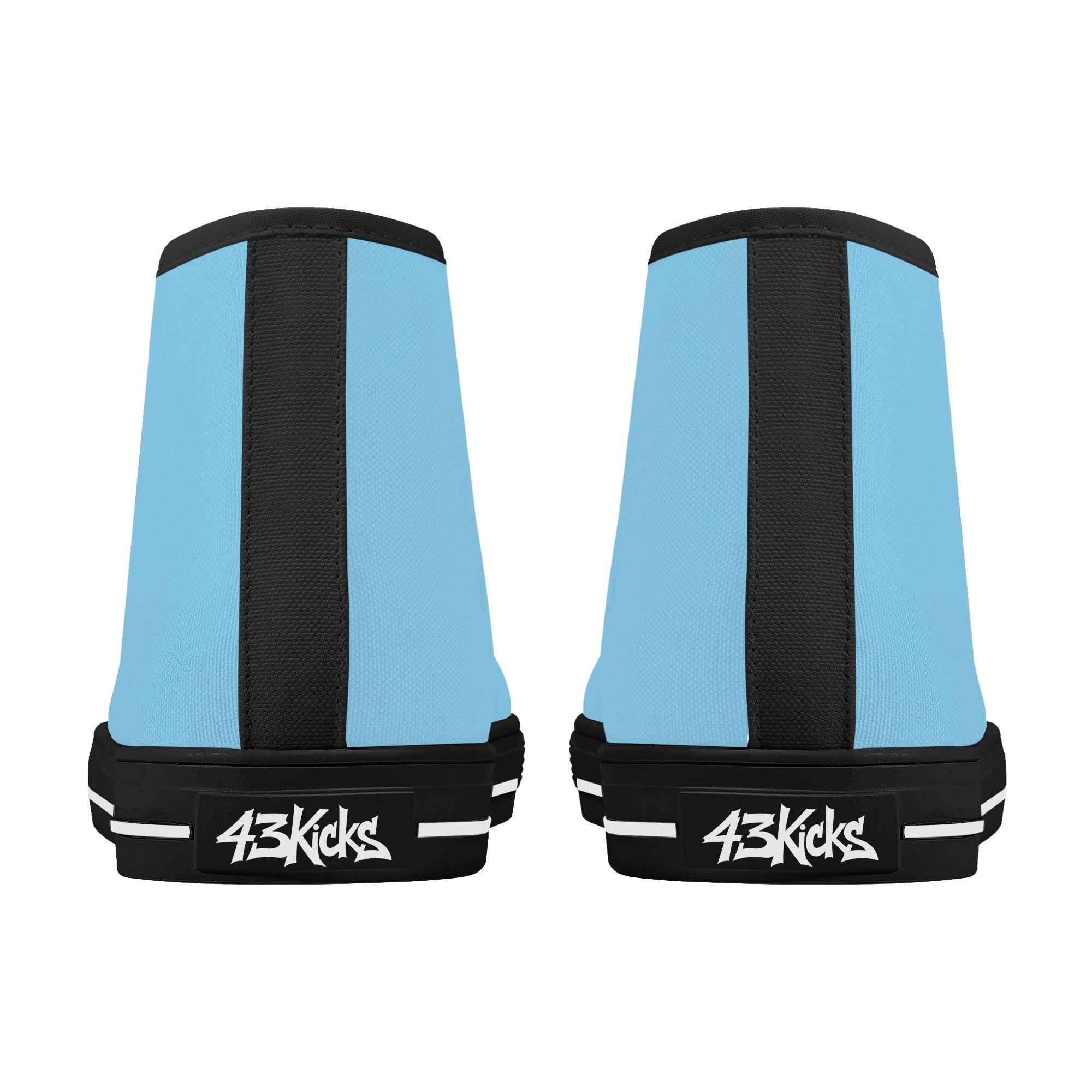 Baby Blue All Over Canvas Hightops (black pair rear)