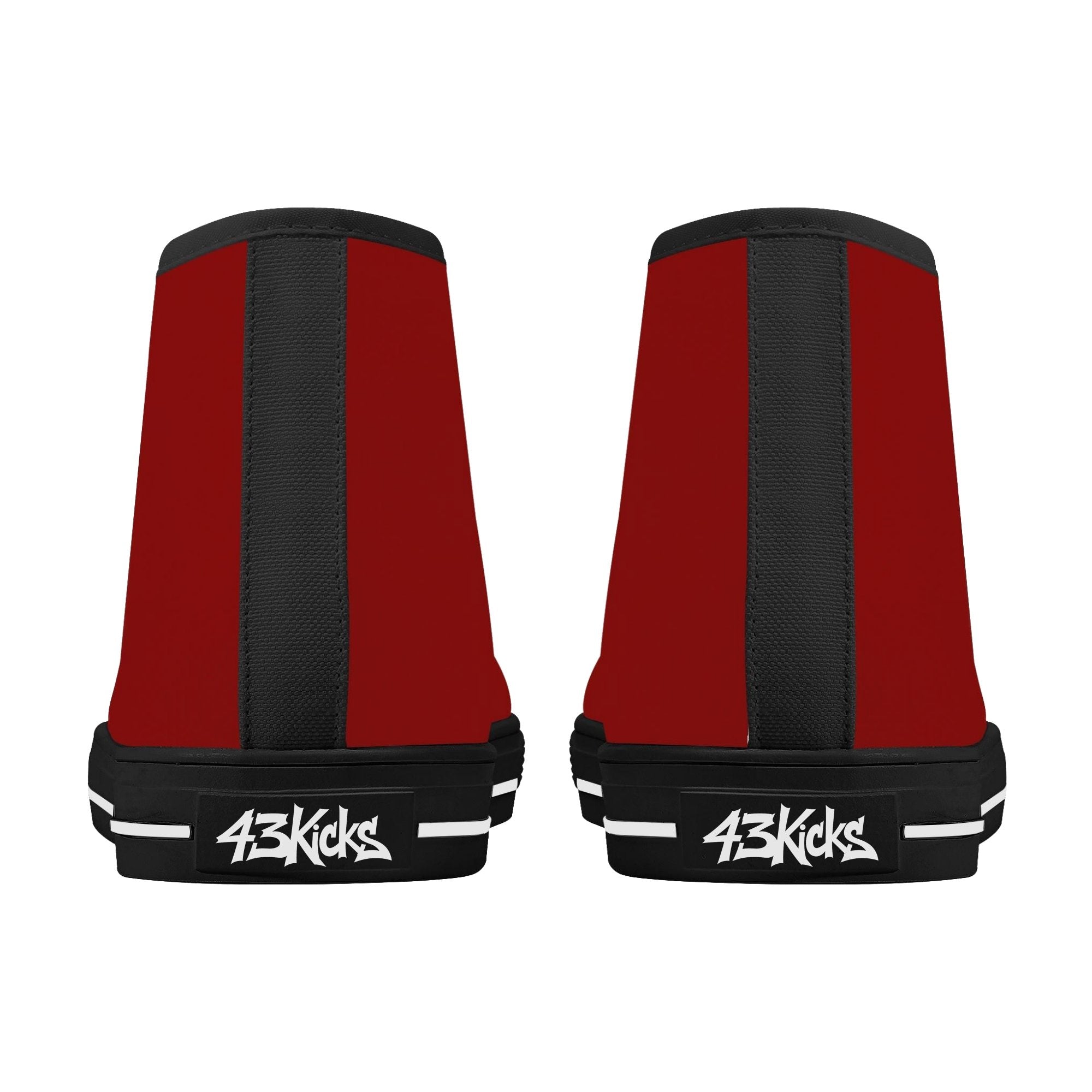 Red All Over Canvas Hightops (black pair rear)