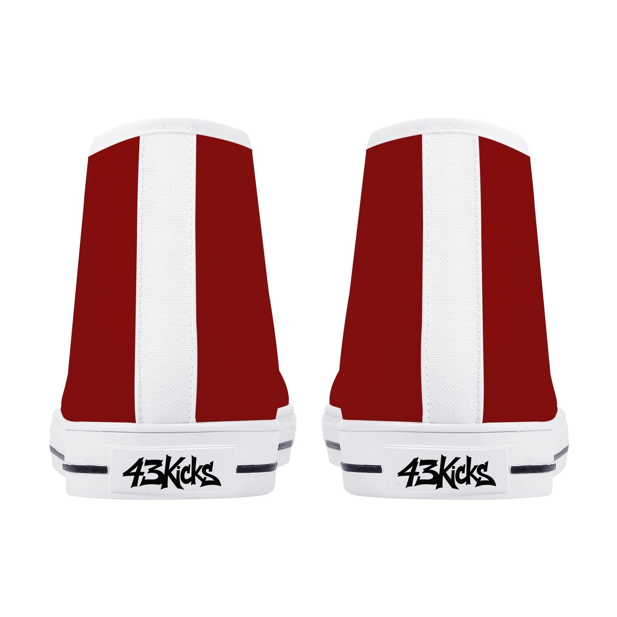 Red All Over Canvas Hightops (white pair rear)