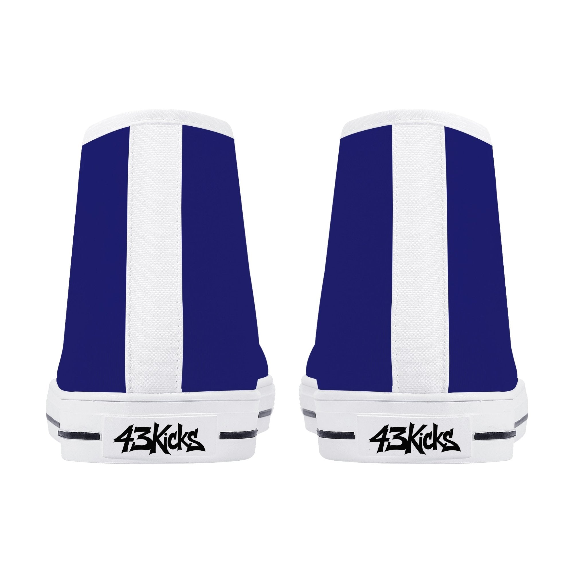 Midnight Blue All Over Canvas Hightops (white pair rear)
