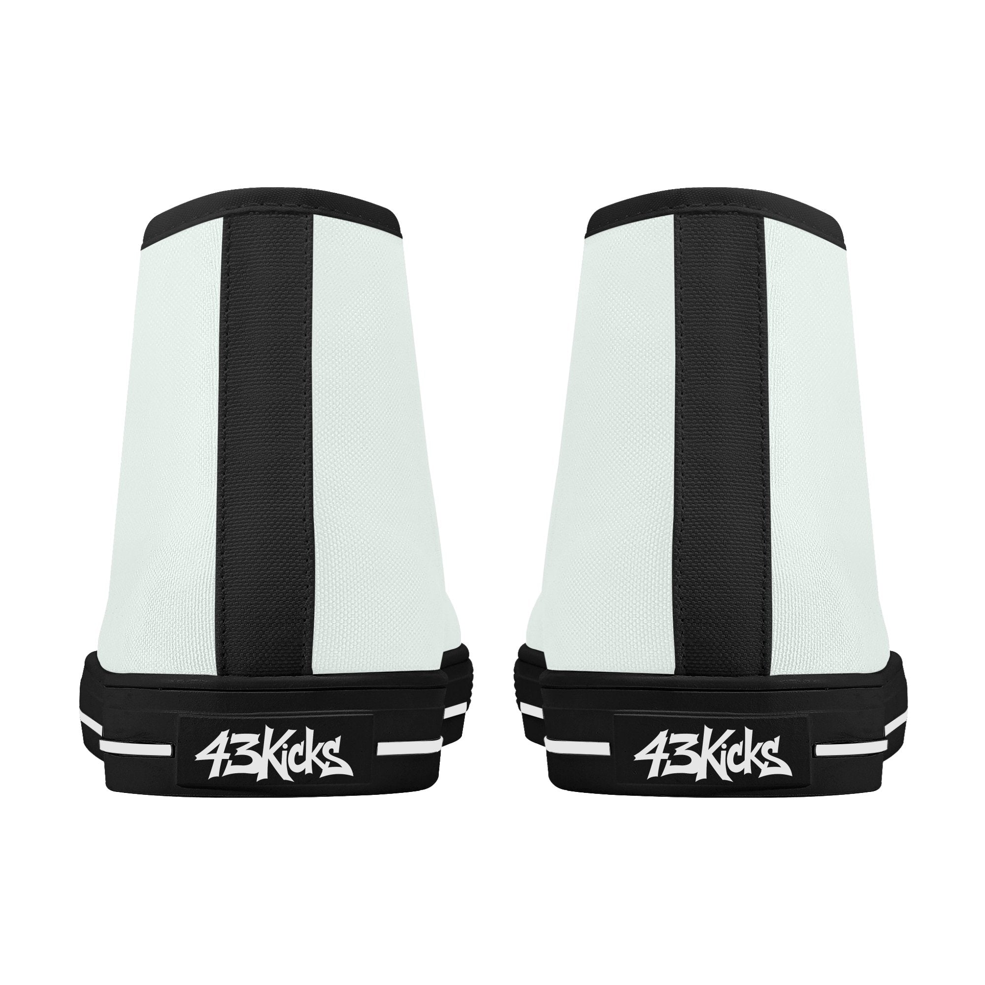 Mint Cream All Over Canvas Hightops (black pair rear)