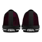 Dot Shift in Burgundy Canvas Lowtops (black pair rear)