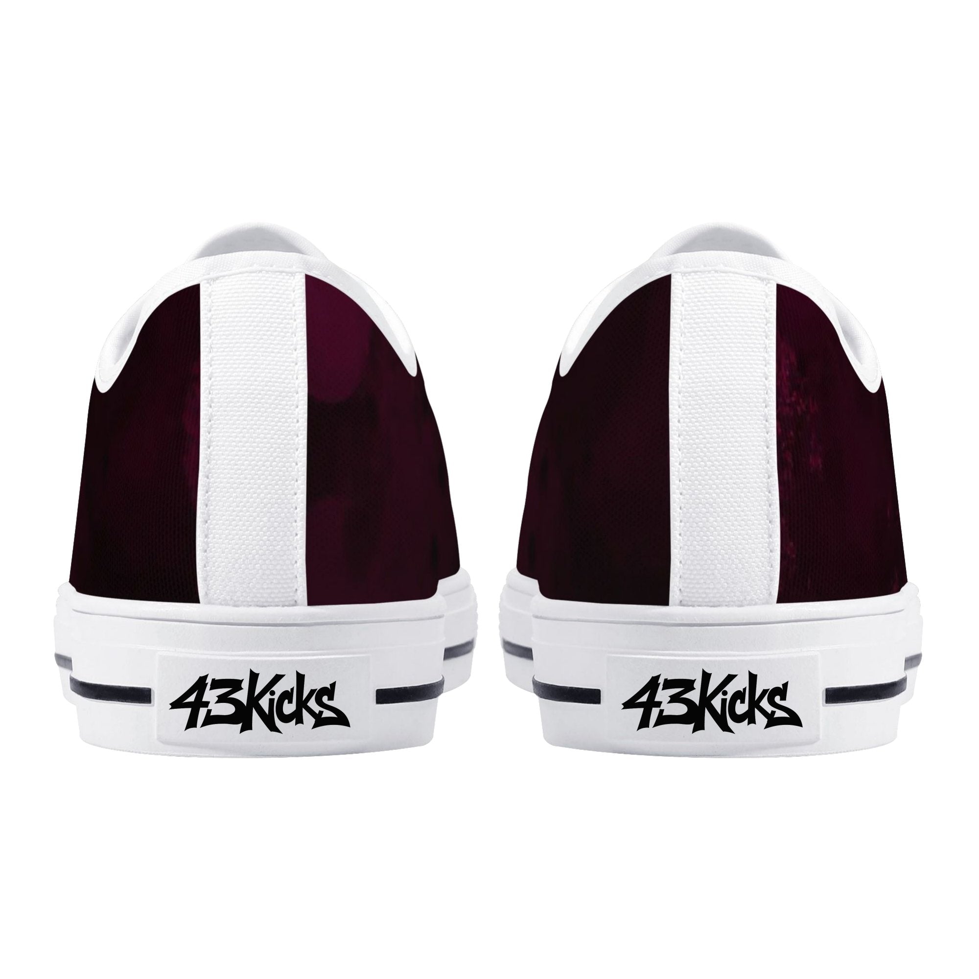 Dot Shift in Burgundy Canvas Lowtops (white pair rear)