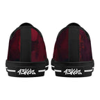 Dot Shift in Red Canvas Lowtops (black pair rear)
