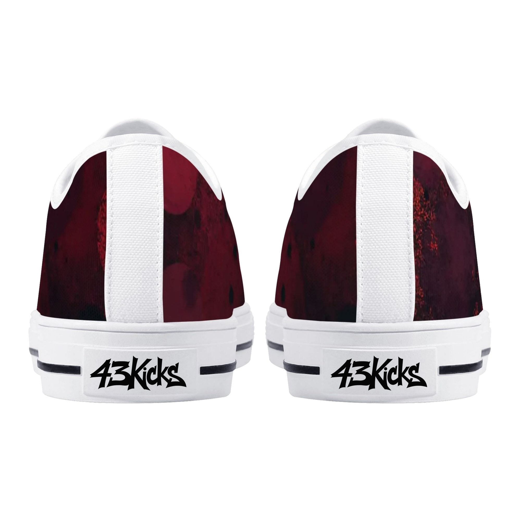 Dot Shift in Red Canvas Lowtops (white pair rear)
