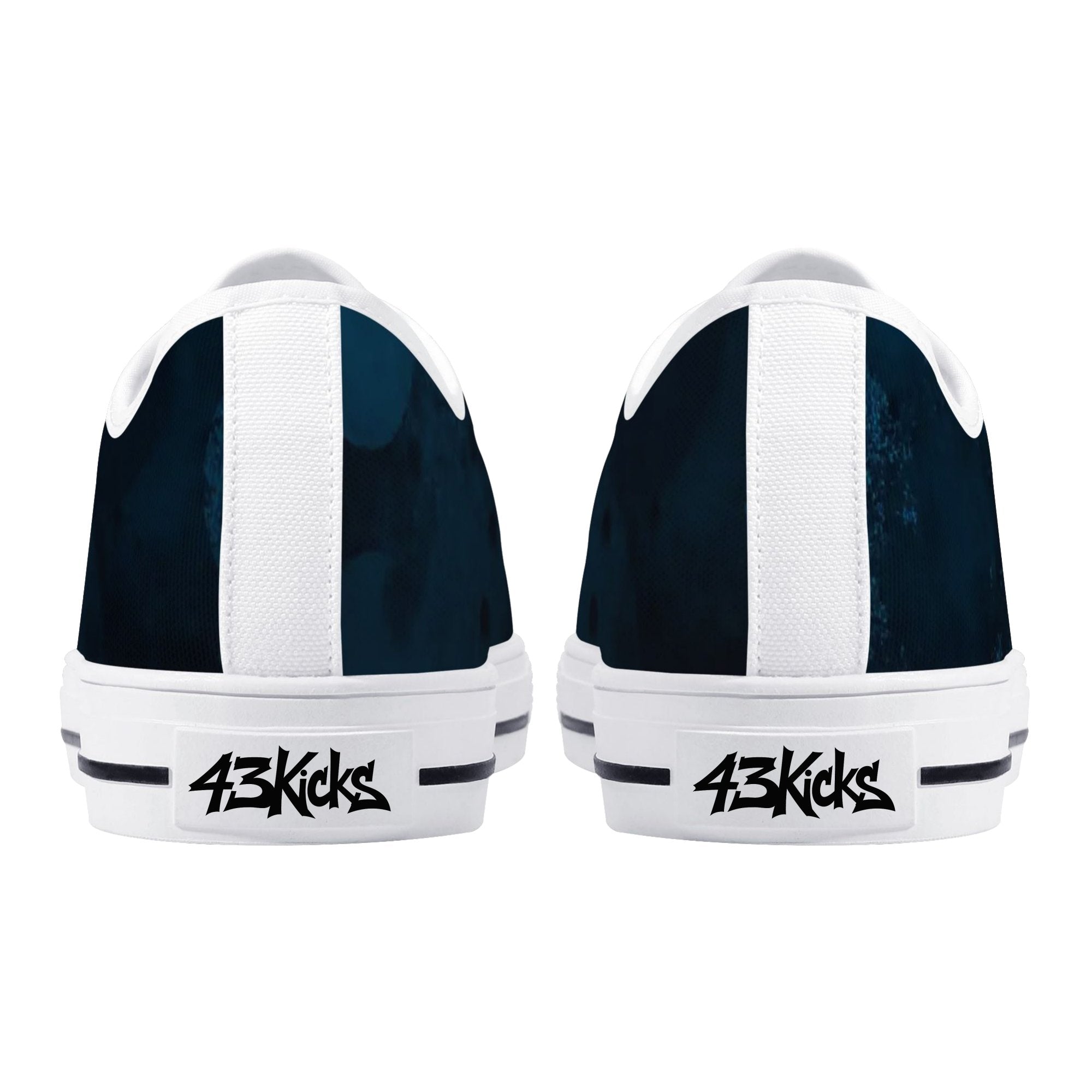 Dot Shift in Cobalt Blue Canvas Lowtops (white pair rear)