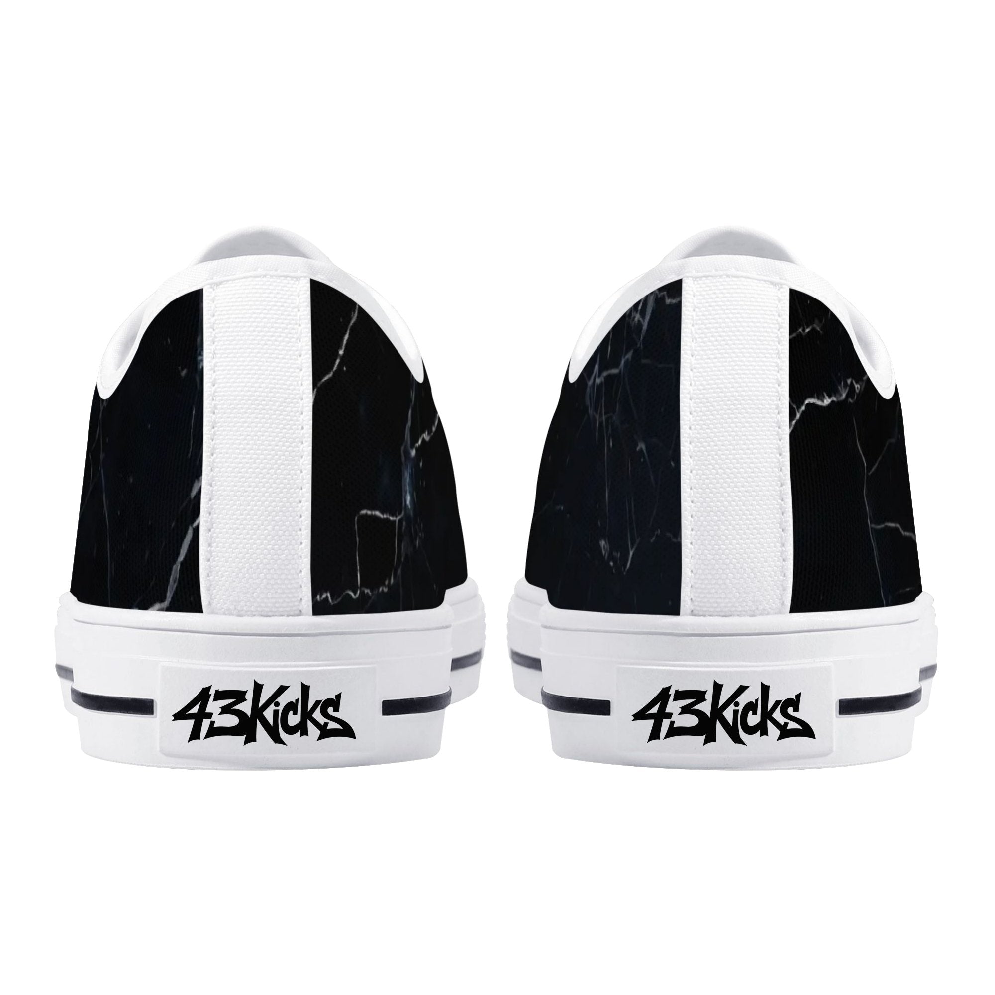 Black Marquina Canvas Lowtops (white pair rear)