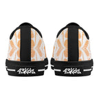 Antique Mandala on White Canvas Lowtops (black pair rear)