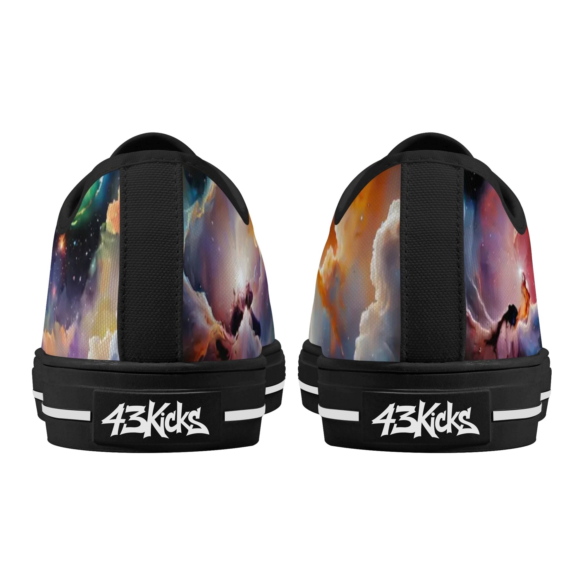 Nebula Scape Canvas Lowtops (black pair rear)