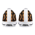 Antique Mandala on Black Canvas Lowtops (white pair rear)