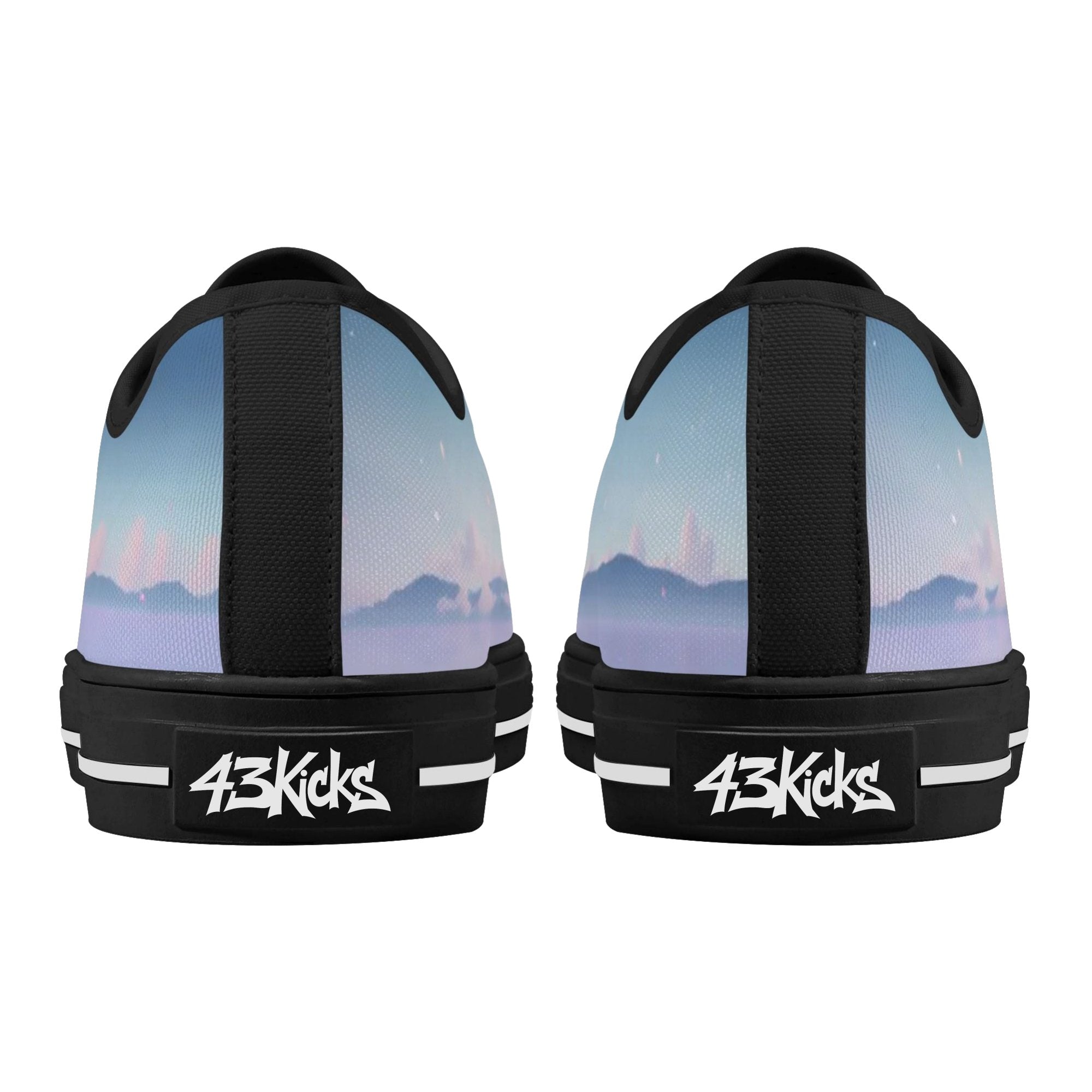 Cherry Blossom Dream Canvas Lowtops (black pair rear)