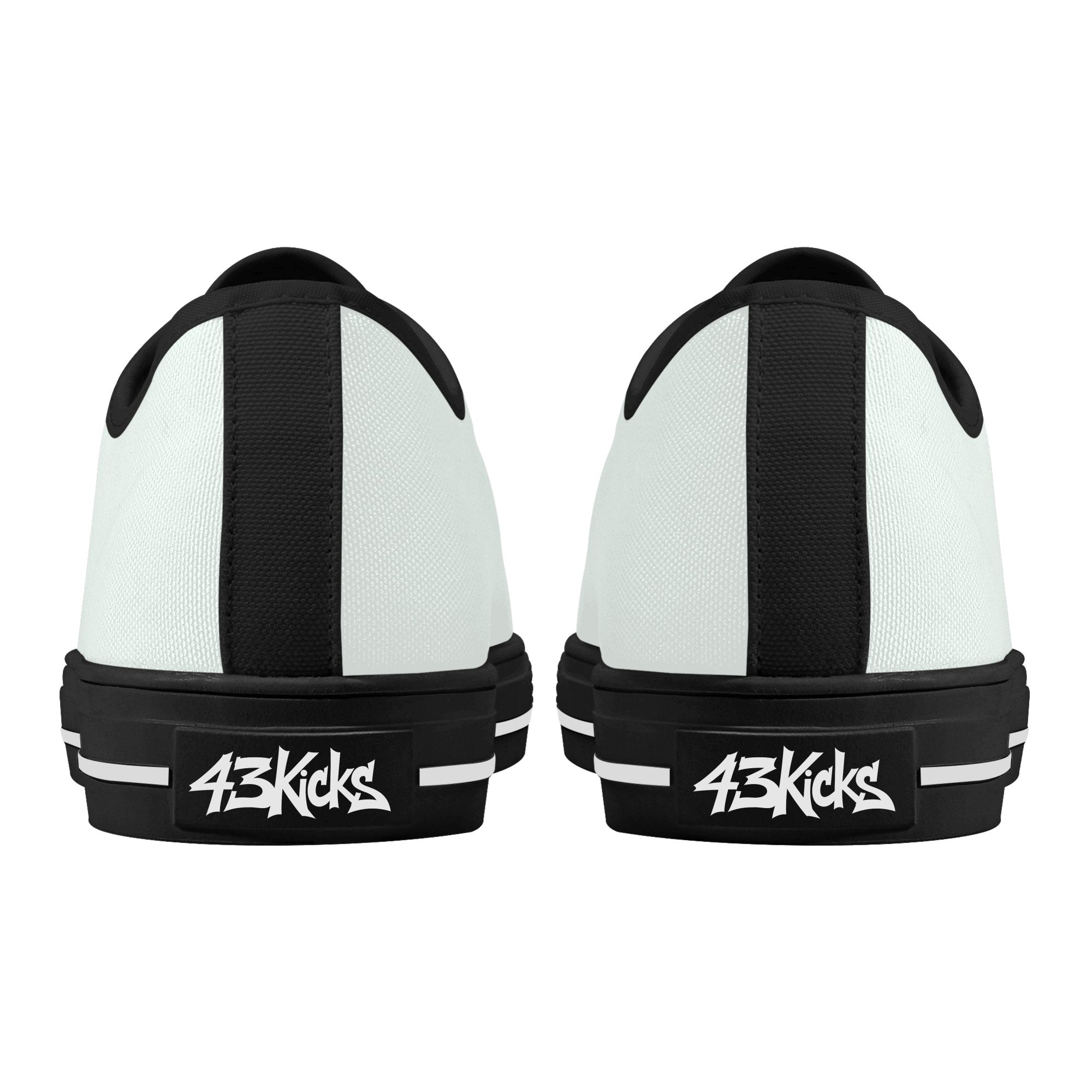 Mint Cream All Over Canvas Lowtops (black pair rear)