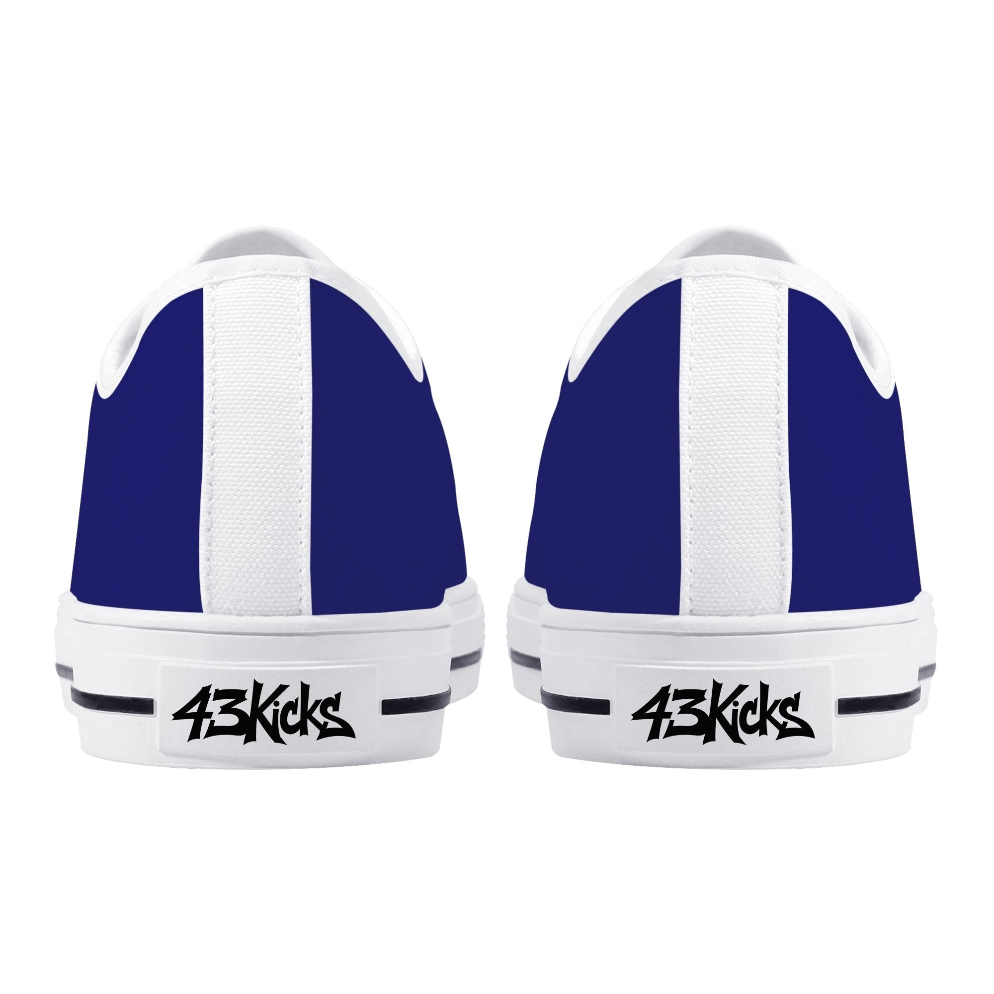 Midnight Blue All Over Canvas Lowtops (white pair rear)