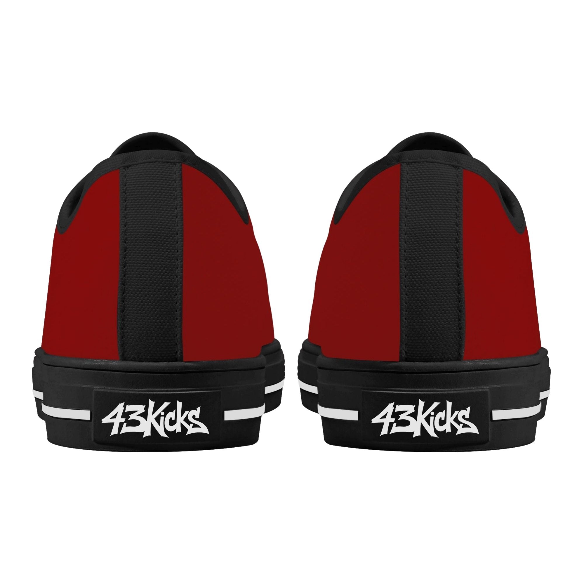 Red All Over Canvas Lowtops (black pair rear)