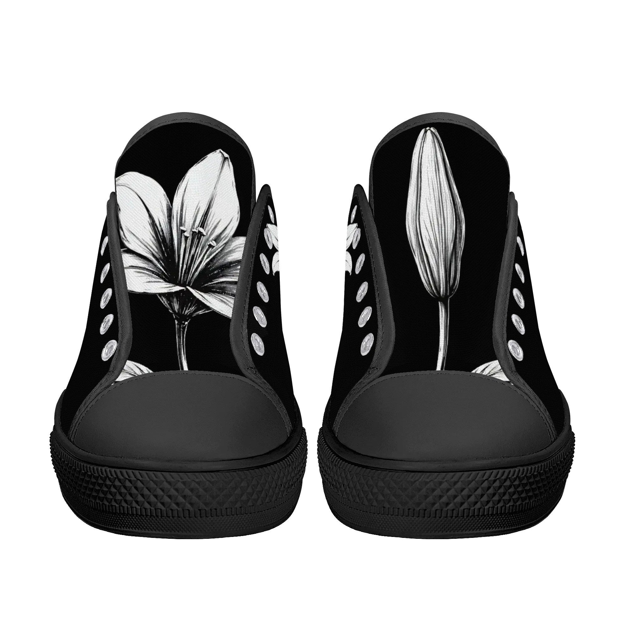 Serene Lily Canvas Lowtops (black pair front)