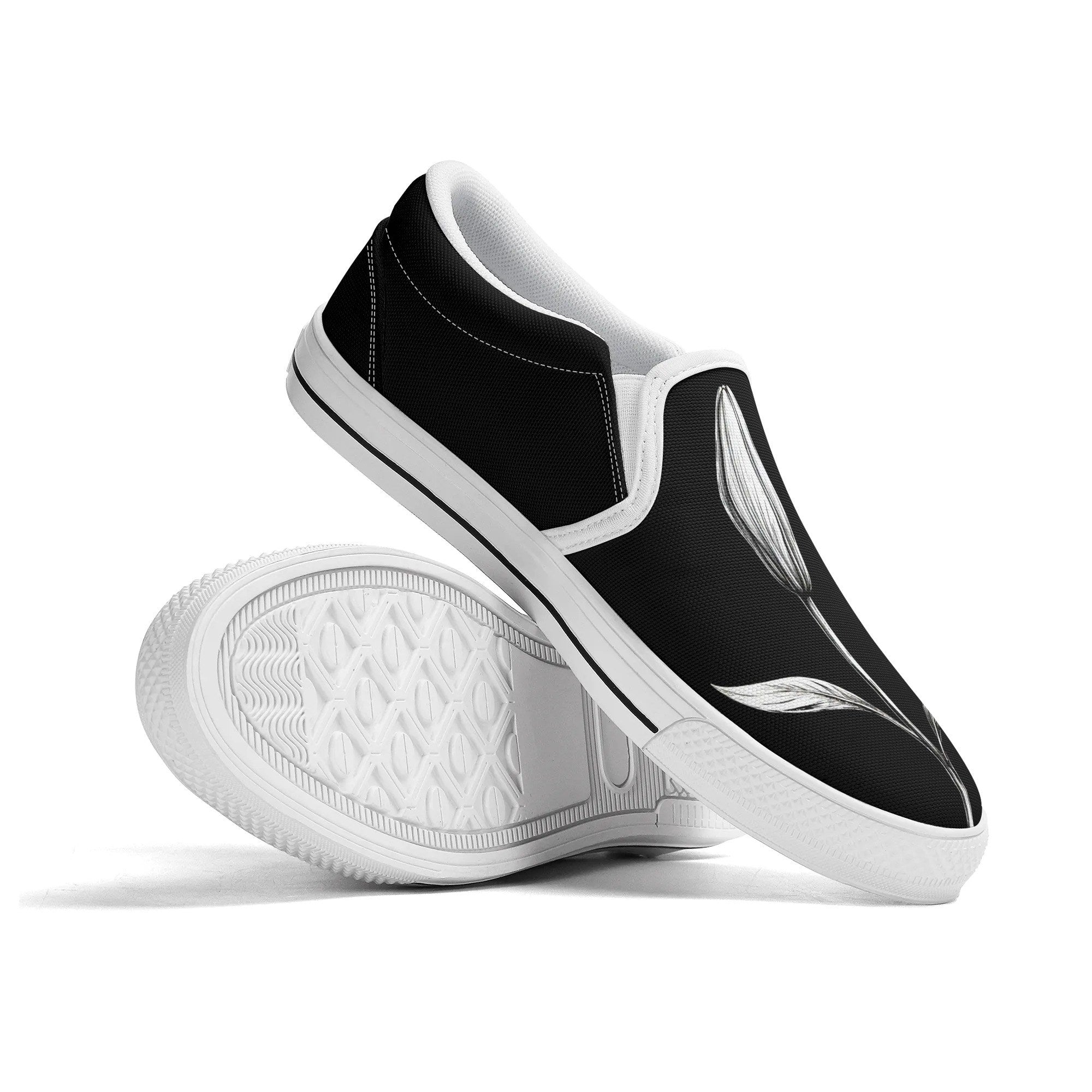 Serene Lily Canvas Slipons (white pair stacked)