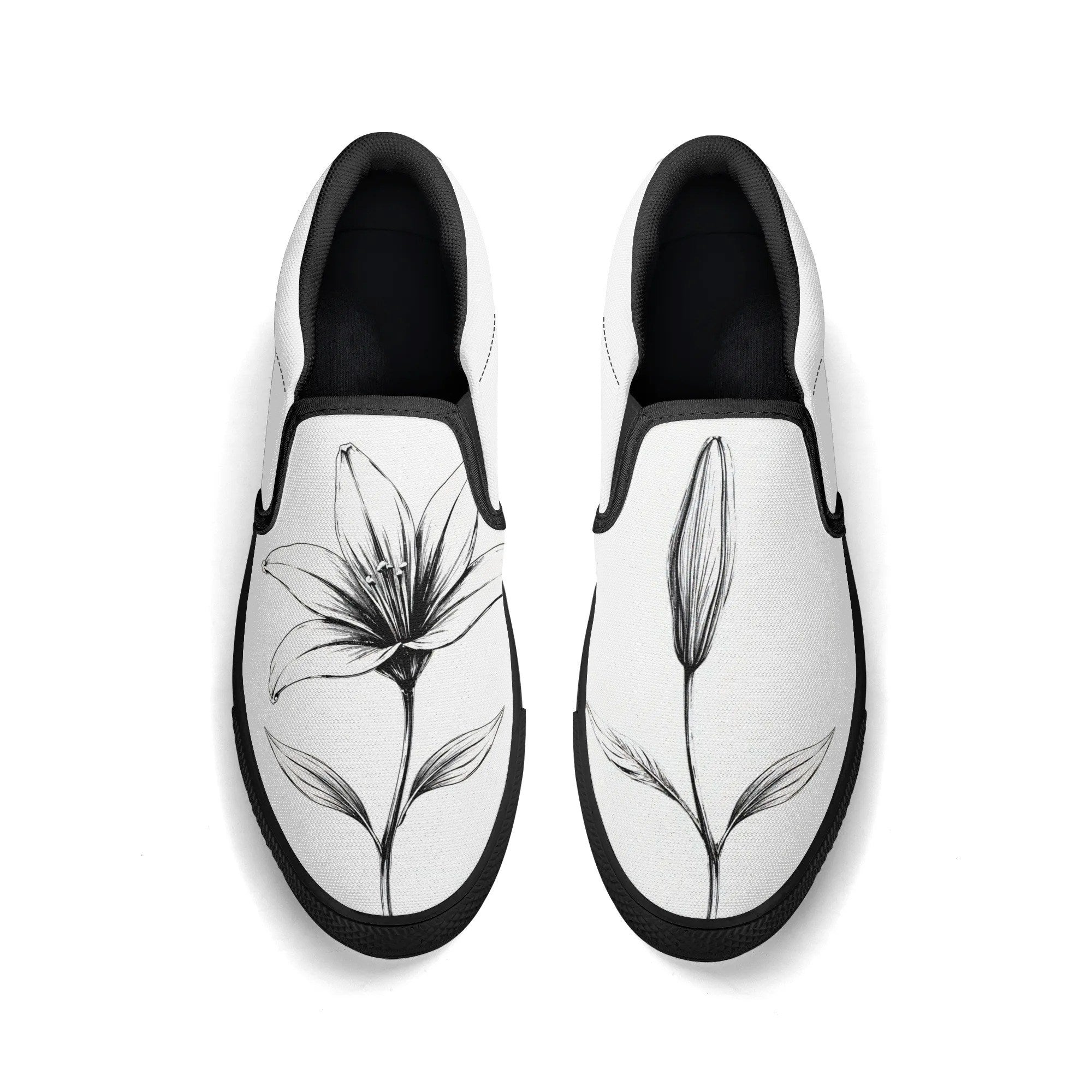 Serene Lily Canvas Slipons (black pair top)