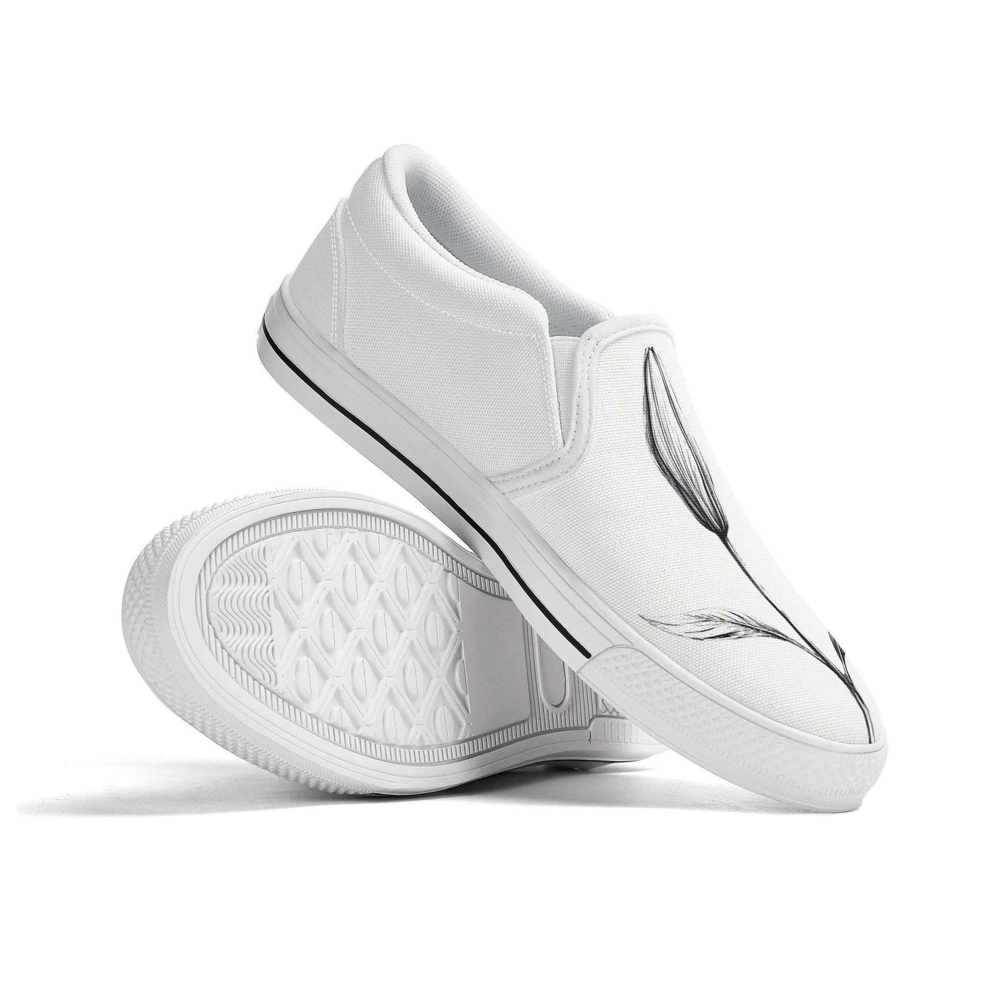 Serene Lily Canvas Slipons (white pair stacked)