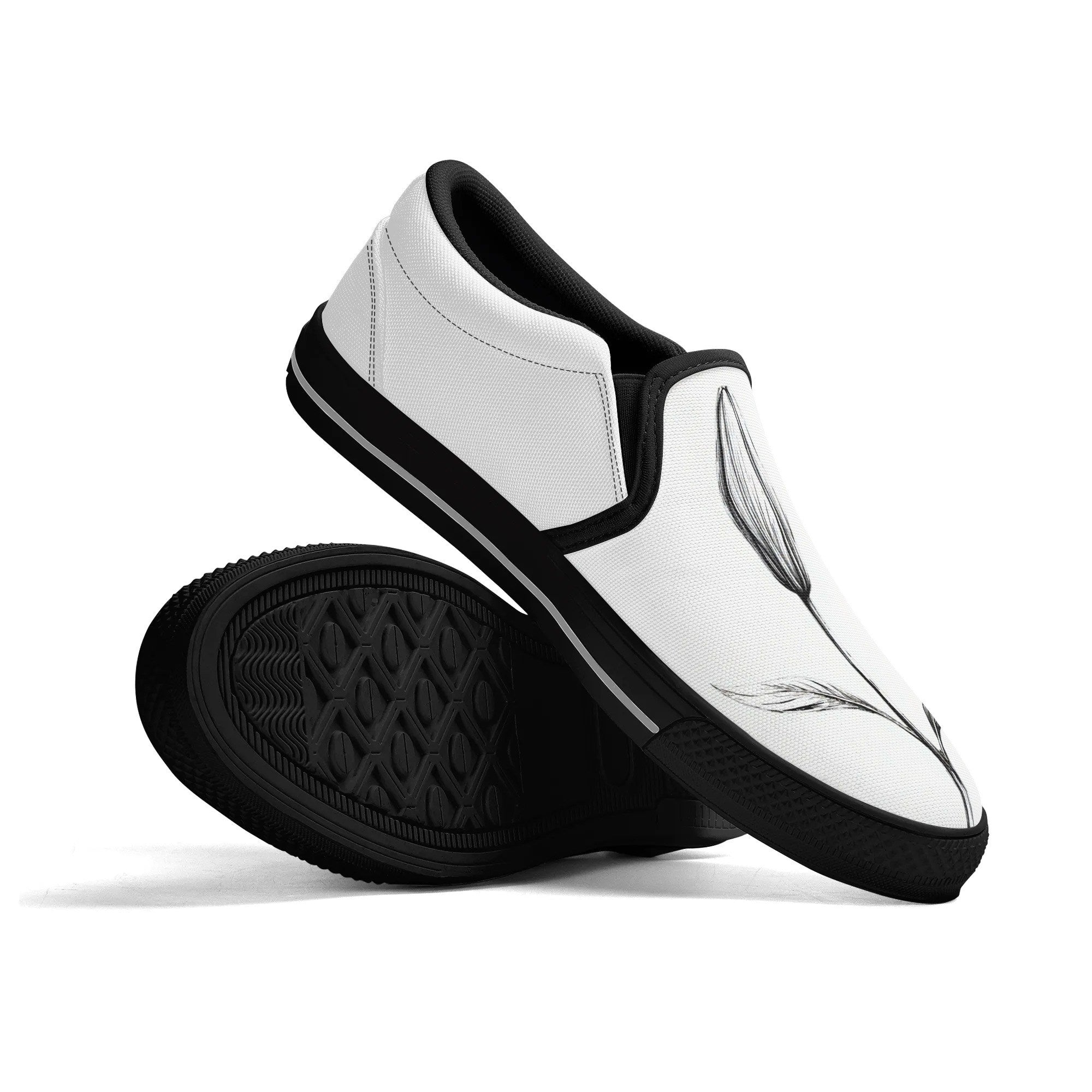 Serene Lily Canvas Slipons (black pair stacked)