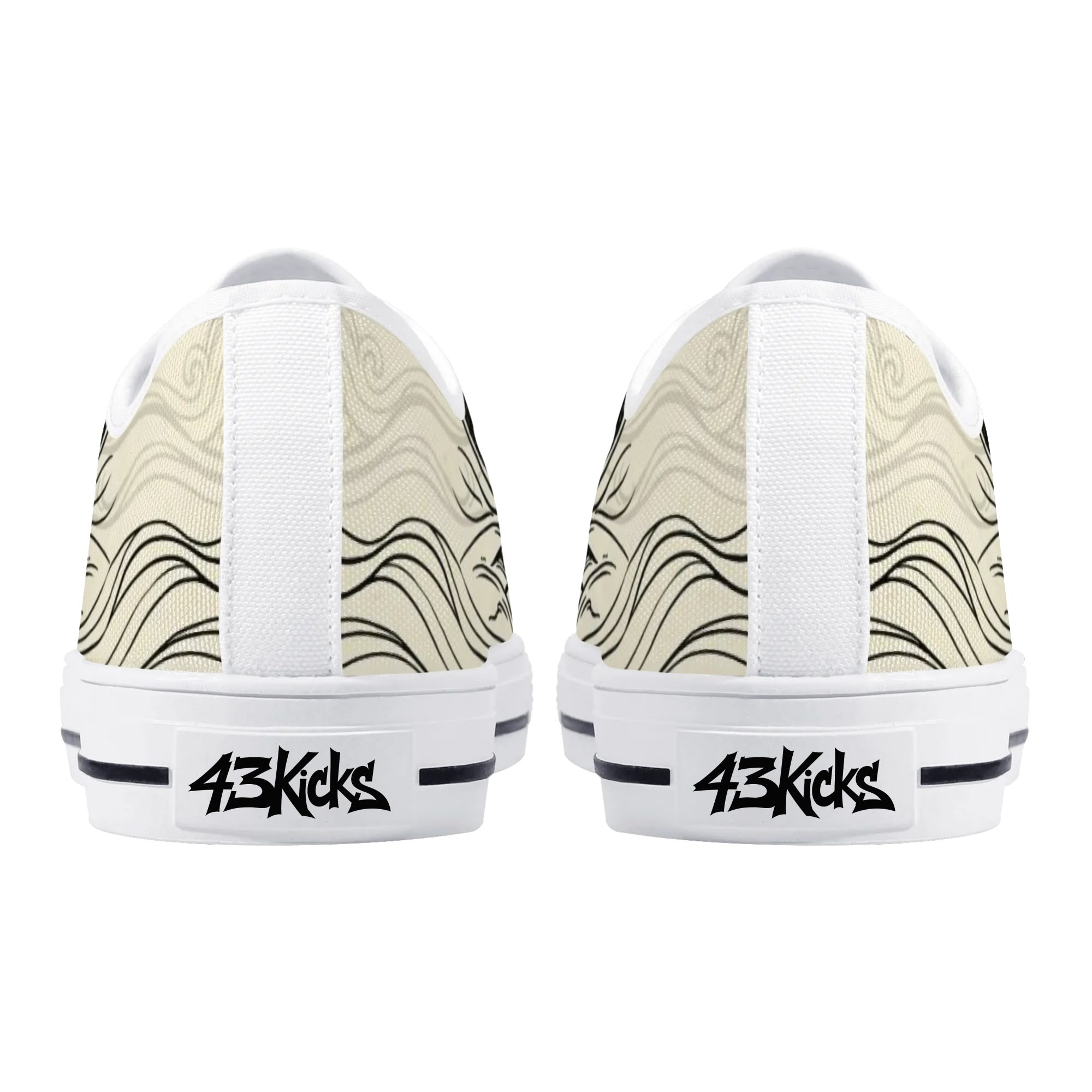 Mokushin's Stillness Canvas Lowtops (white pair rear)