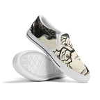 Mokushin's Stillness Canvas Slipons (white pair stacked)