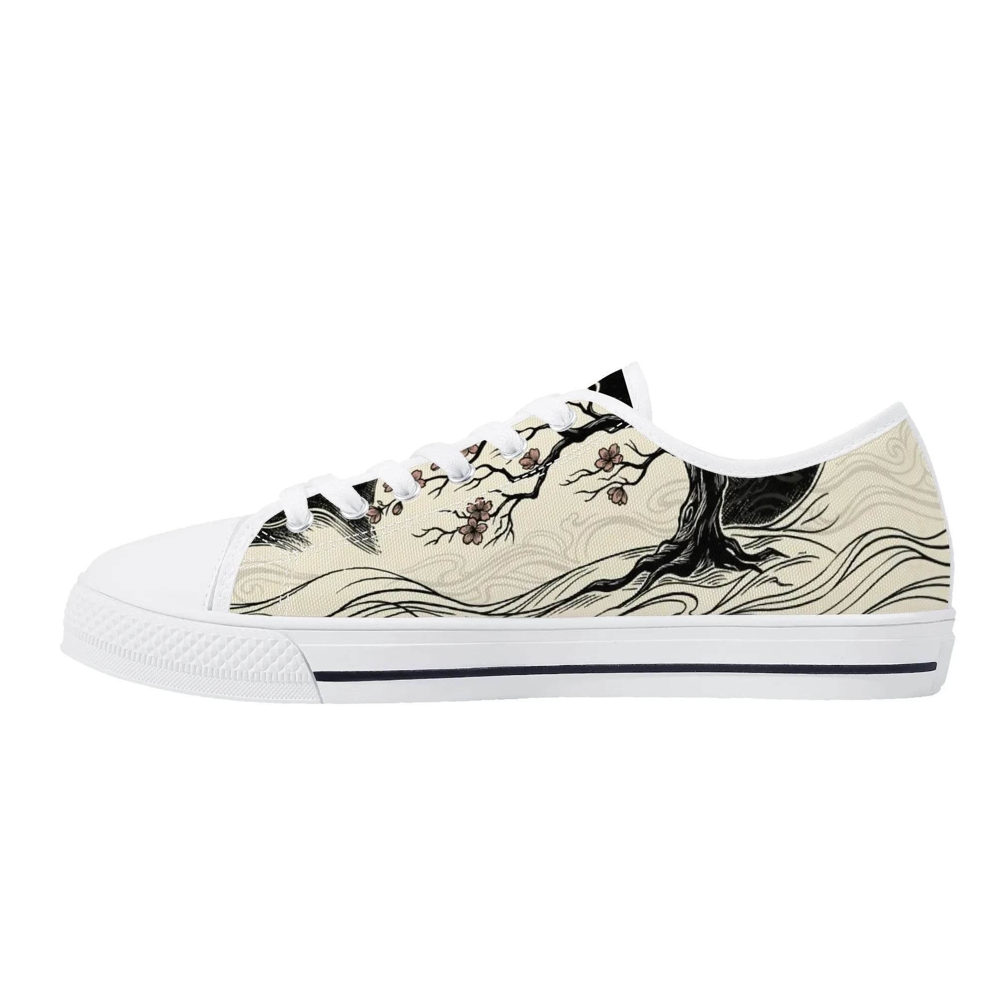 Mokushin's Stillness Canvas Lowtops (white right inside)