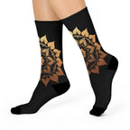 Antique Mandala on Black Cushioned Crew Socks