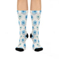 Floral Blue Porcelain Cushioned Crew Socks