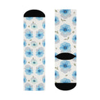 Floral Blue Porcelain Cushioned Crew Socks