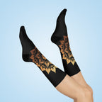 Antique Mandala on Black Cushioned Crew Socks